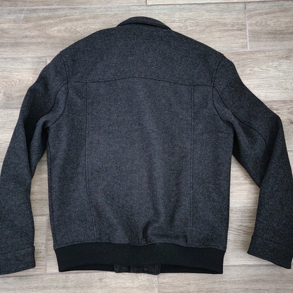 Zara Black Wool Blend Pocket Jacket With Elastic Waist Band Mens Small - Picture 14 of 16